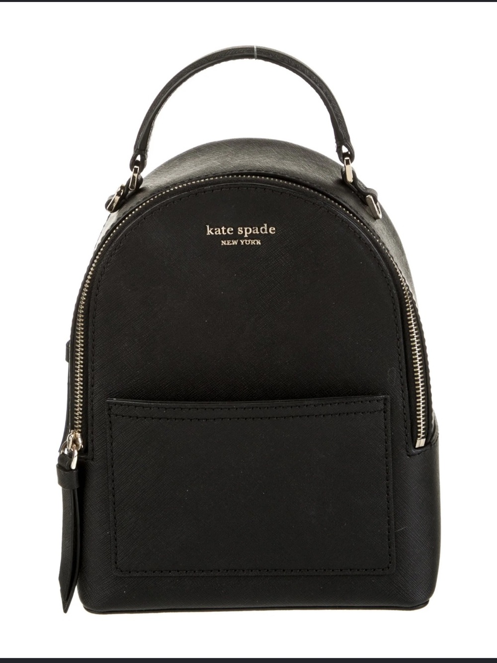 Kate Spade New York Cameron Mini Convertible Backpack in black Saffiano leather.